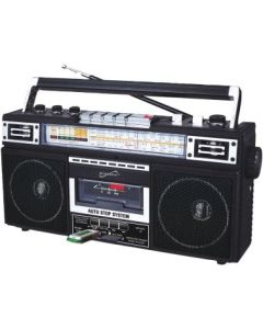 Supersonic SC-3201BT-BK Retro 4-Band Radio and Cassette Player with Bluetooth (Black)